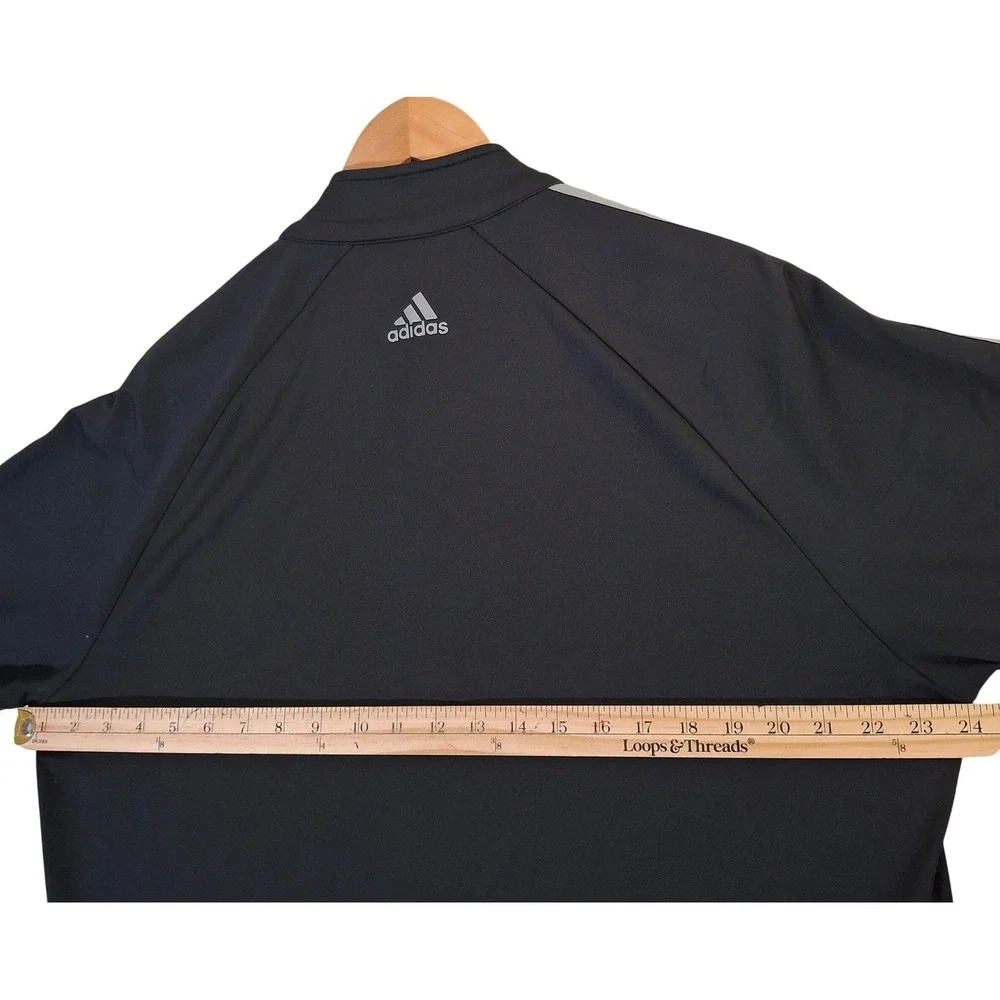 Adidas Golf World Tour Golf Links 1/4 Zip Pullover Mens Large Black Grey Stripe